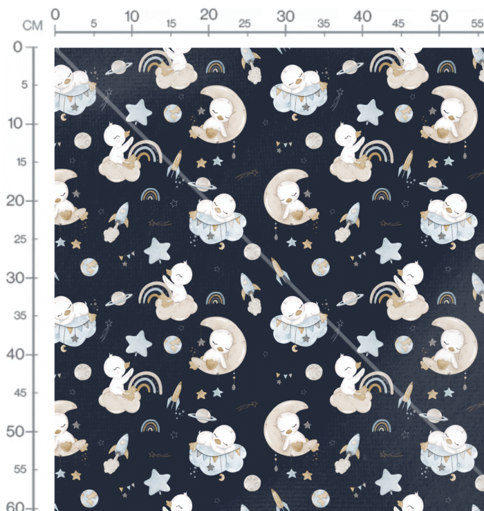 Tissu Imprimé Canard Ciel Bleu Nuit, 10 tissus au choix – Image 3