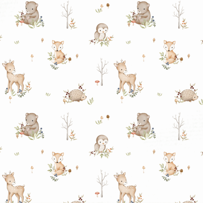 Tissu Animaux Foret Automne Petit, 10 tissus au choix