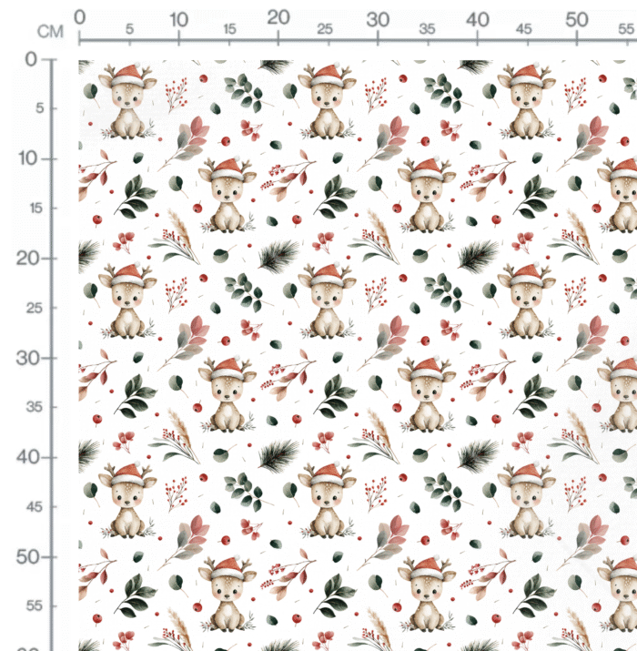 Tissu Imprimé Noel Cerf Mignon Brindilles, 10 tissus au choix – Image 2