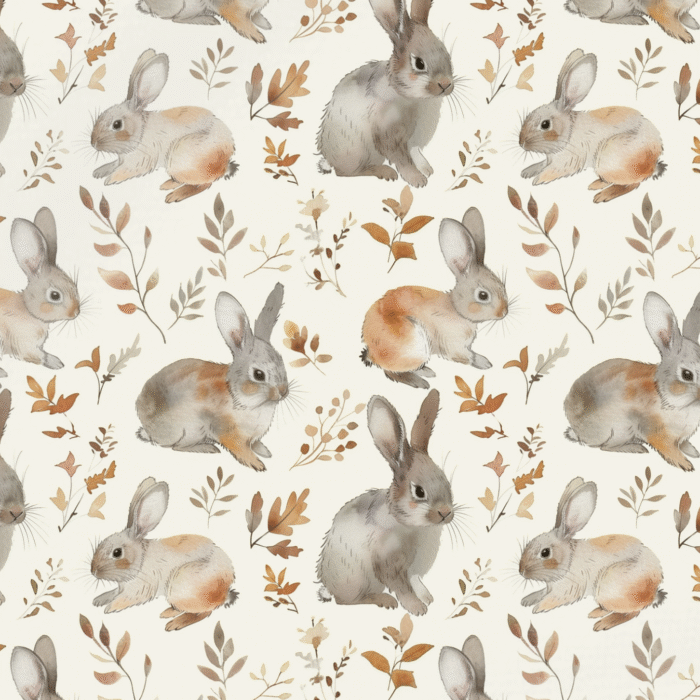Tissu imprimé Automne Lapins Feuilles, 11 tissus au choix