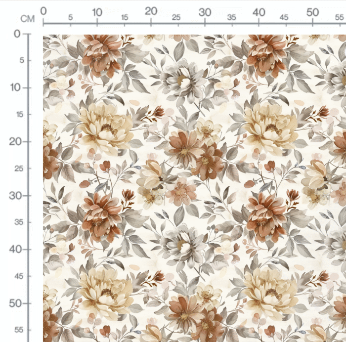 Tissu Fleurs Boheme Nude Gris, 11 tissus au choix – Image 2