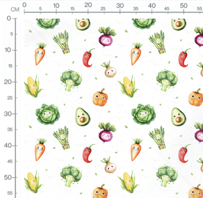 Tissu Imprimé Légumes Mignons, 10 tissus au choix – Image 2