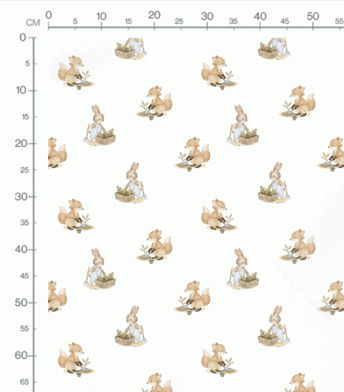 Tissu Imprimé Renard Lapin Jardiniers, 10 tissus au choix – Image 2