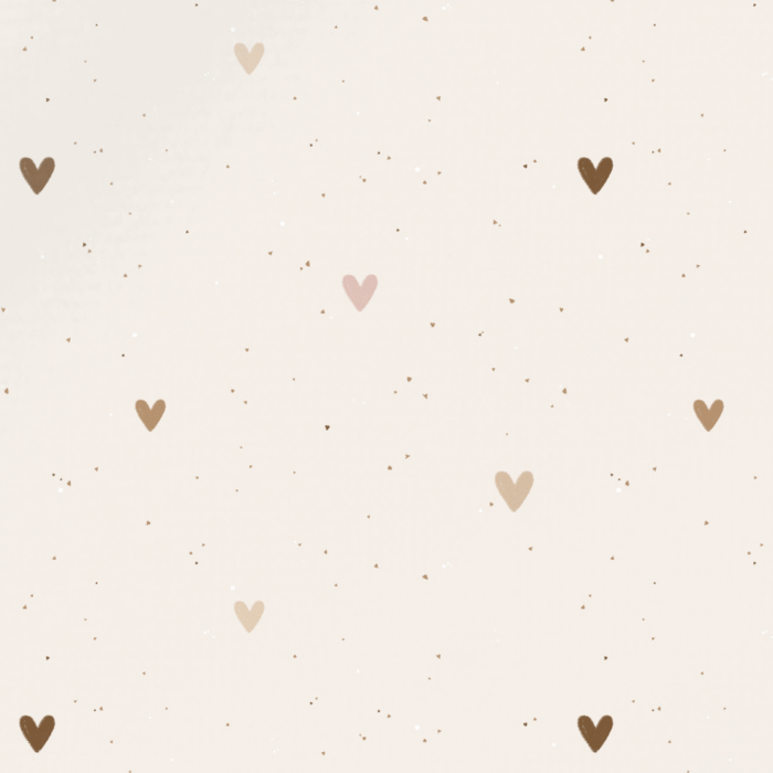 Tissu Imprimé Coeurs Poesie Beige, 10 tissus au choix
