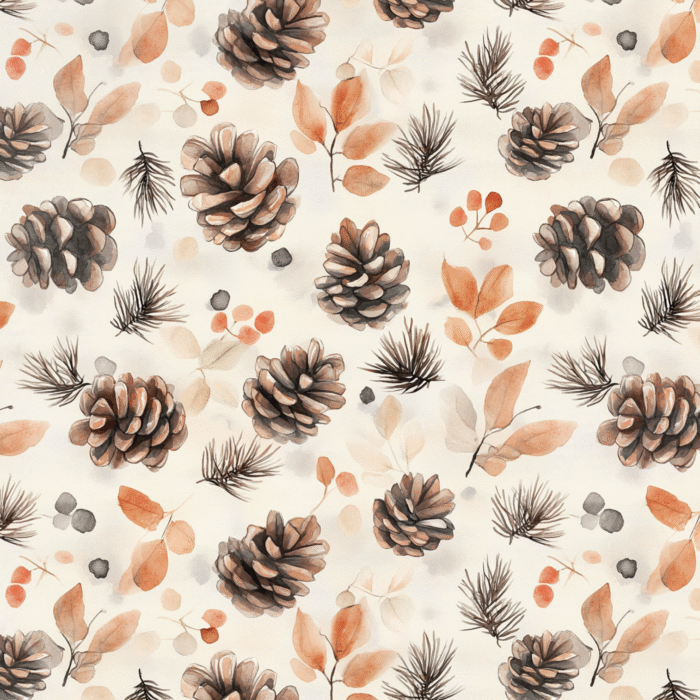 Tissu imprimé Automne Pommes de Pin, 11 tissus au choix