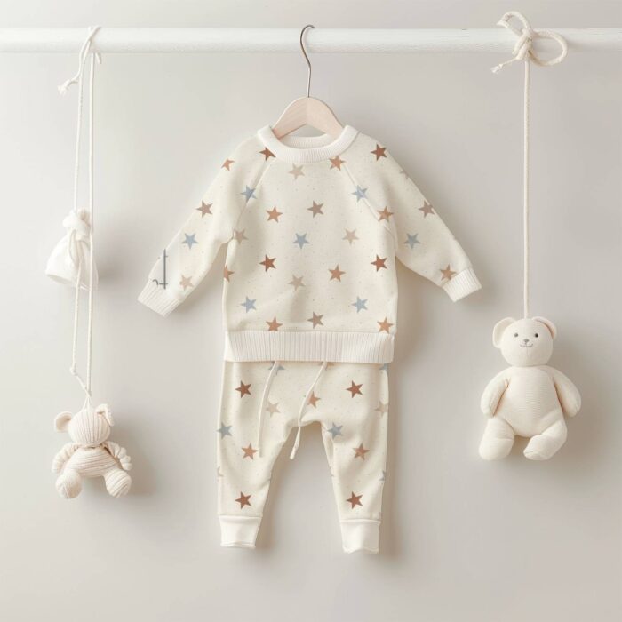 Tissu Imprimé Etoiles Couleurs Pastel Crème, 10 tissus au choix – Image 3
