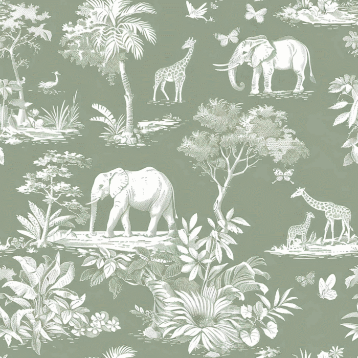 Tissu Inspiration Toile de Jouy Savane Sauge, 11 tissus au choix