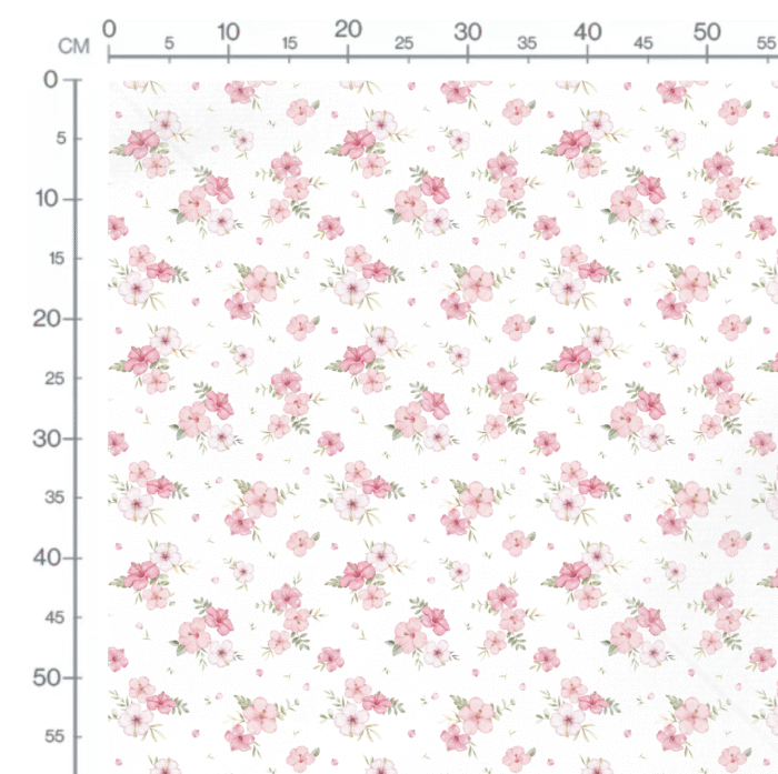 Tissu Fleuri Hibiscus Rose Blanc, 10 tissus au choix – Image 2