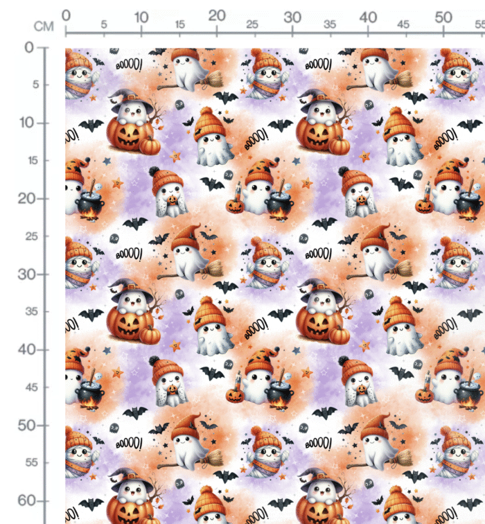 Tissu Imprimé Halloween Fantome Mignon, 10 tissus au choix – Image 2