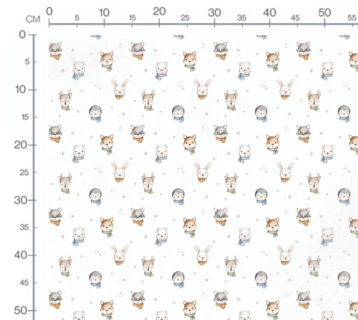Tissu Imprimé Animaux Flocons Hiver Blanc, 10 tissus au choix – Image 2