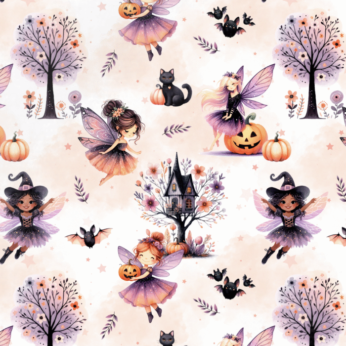 Tissu Imprimé Halloween Fées, 10 tissus au choix