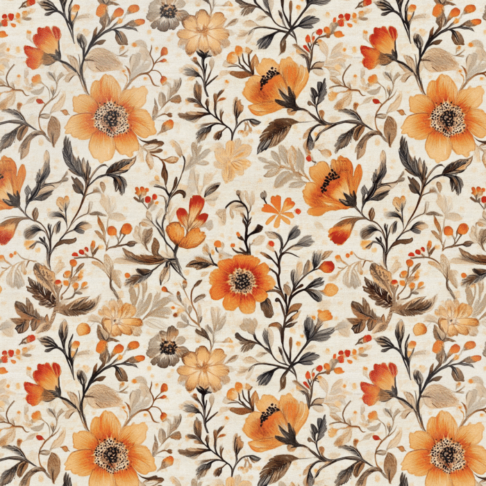 Tissu Imprimé Automne Fleurs Vintage, 11 tissus au choix