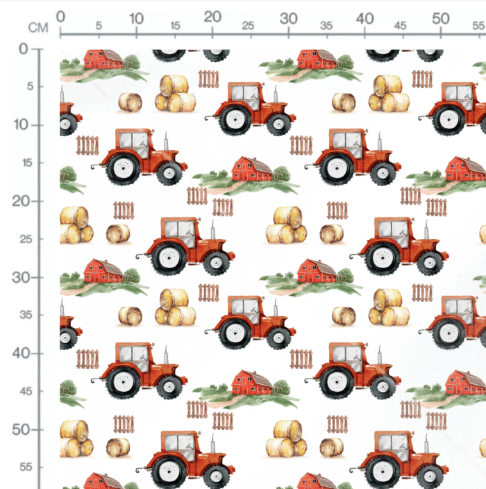 Tissu Imprimé Tracteur Rouge Ferme, 11 tissus au choix – Image 2
