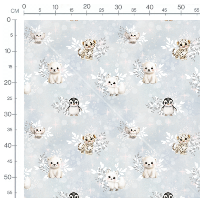 Tissu Imprimé Animaux Mignons Hiver Flocons, 10 tissus au choix – Image 2