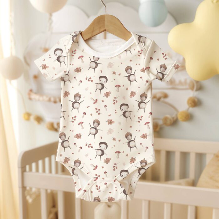 Tissu imprimé Automne Bonhommes Chataignes Crème, 11 tissus au choix – Image 3