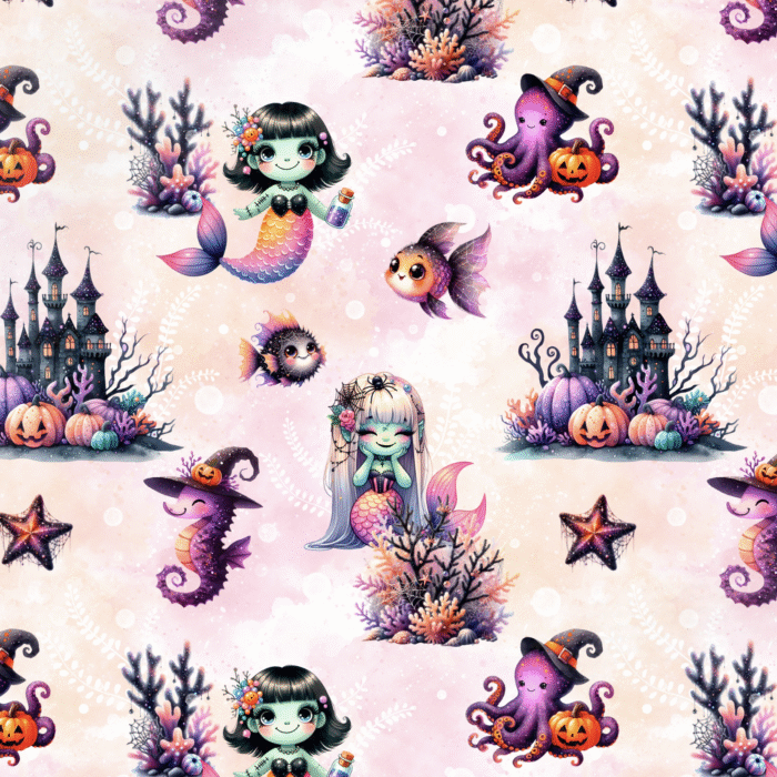 Tissu Imprimé Halloween Océan, 10 tissus au choix