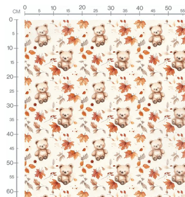 Tissu Imprimé Automne Ourson Feuilles, 11 tissus au choix – Image 2