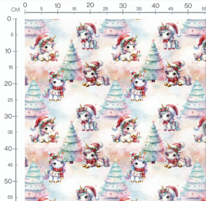 Tissu Imprimé Licorne Magique Noel, 10 tissus au choix – Image 2