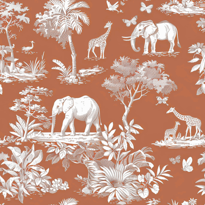 Tissu Inspiration Toile de Jouy Savane Terracotta, 11 tissus au choix