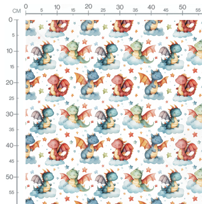 Tissu Imprimé Dragons Mignons Etoiles, 11 tissus au choix – Image 2