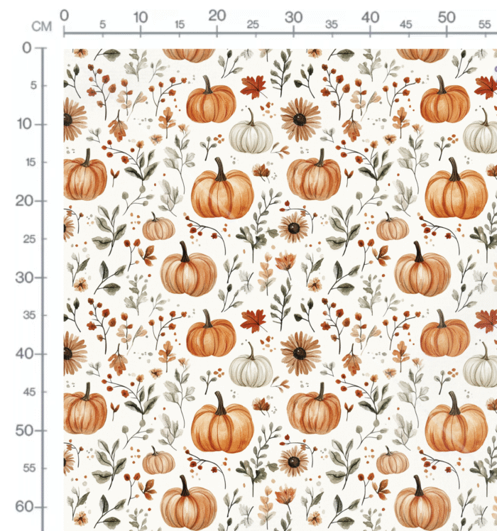 Tissu Imprimé Automne Fleurs Feuilles Citrouilles, 11 tissus au choix – Image 2