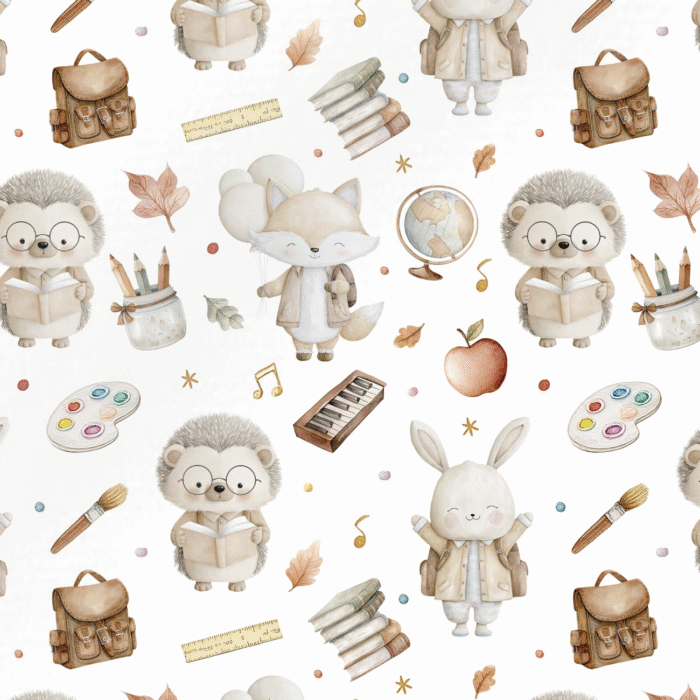 Tissu Animaux de la Foret Ecole, 10 tissus au choix