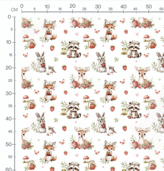 Tissu Exclusif Animaux de la Foret Fraises, 11 tissus au choix – Image 2