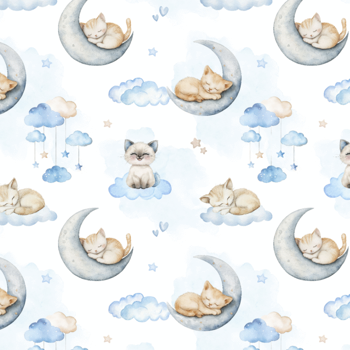 Tissu Exclusif Chatons Mignons Nuages, 11 tissus au choix