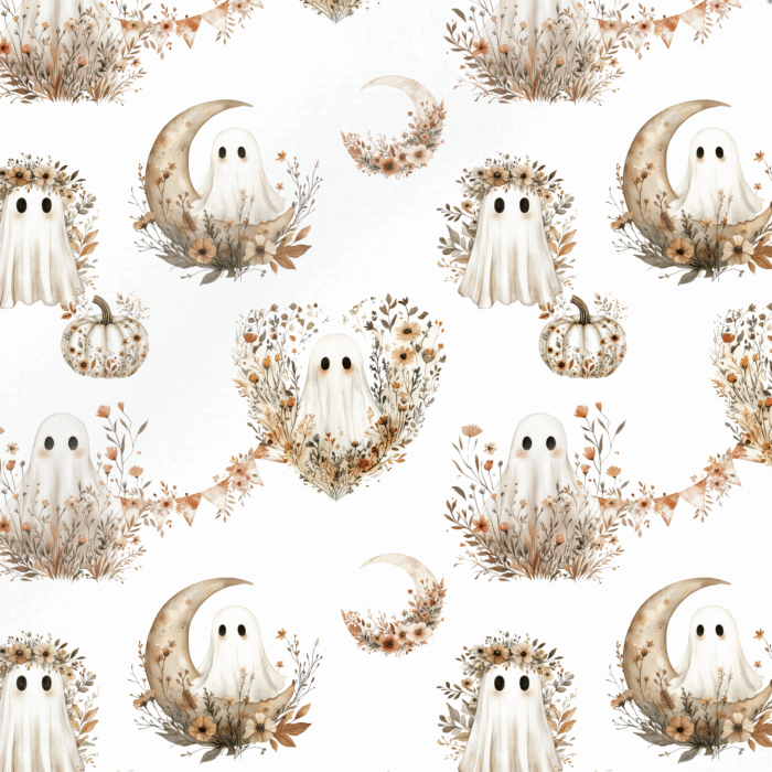 Tissu Exclusif Halloween Boho Blanc, 10 tissus au choix