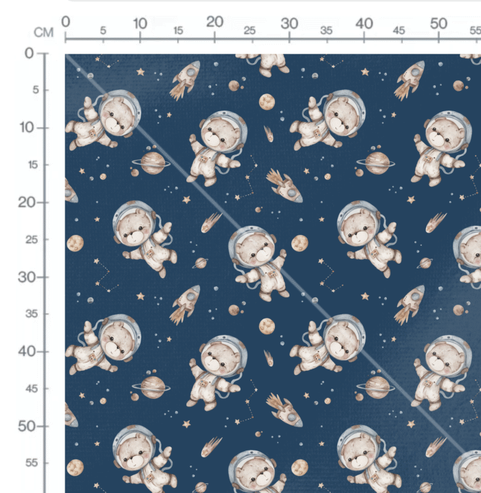 Tissu Imprimé Ourson Peluche Planetes Nuit, 10 tissus au choix – Image 2