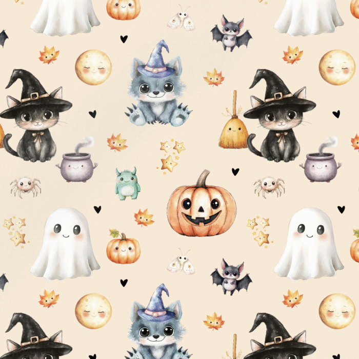 Tissu Imprimé Bébé Halloween Automne Orange, 10 tissus au choix