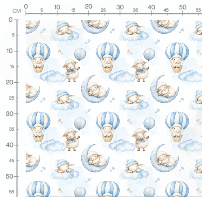Tissu Exclusif Mouton Mignon Ciel, 11 tissus au choix – Image 2
