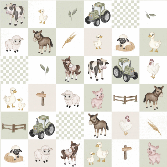 Tissu Imprimé Animaux de la Ferme Patchwork, 10 tissus au choix