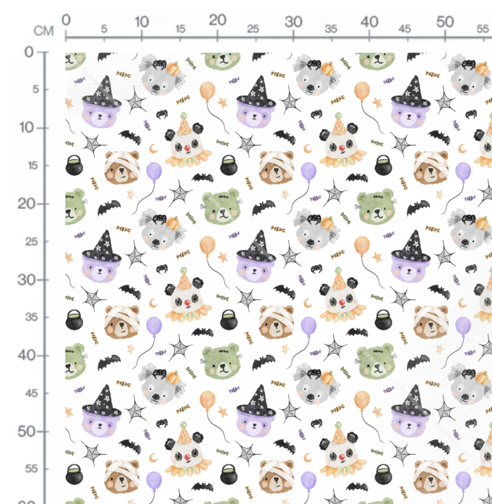 Tissu Imprimé Halloween Ourson Amis, 10 tissus au choix – Image 2