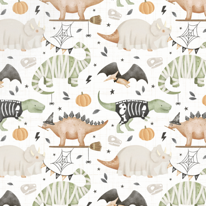 Tissu Imprimé Halloween Dinosaures, 10 tissus au choix