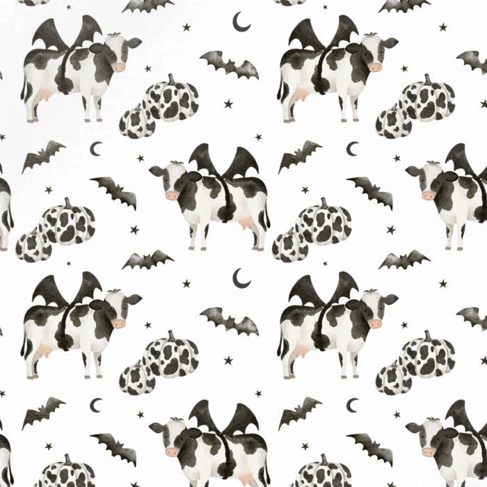 Tissu Imprimé Halloween Vache, 10 tissus au choix