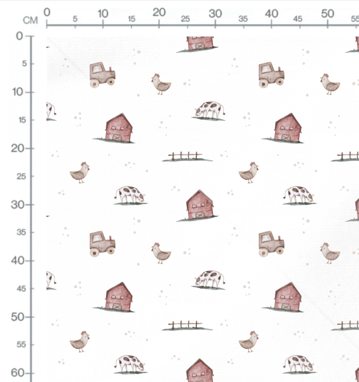 Tissu Imprimé Animaux de la Ferme Minimaliste, 10 tissus au choix – Image 2