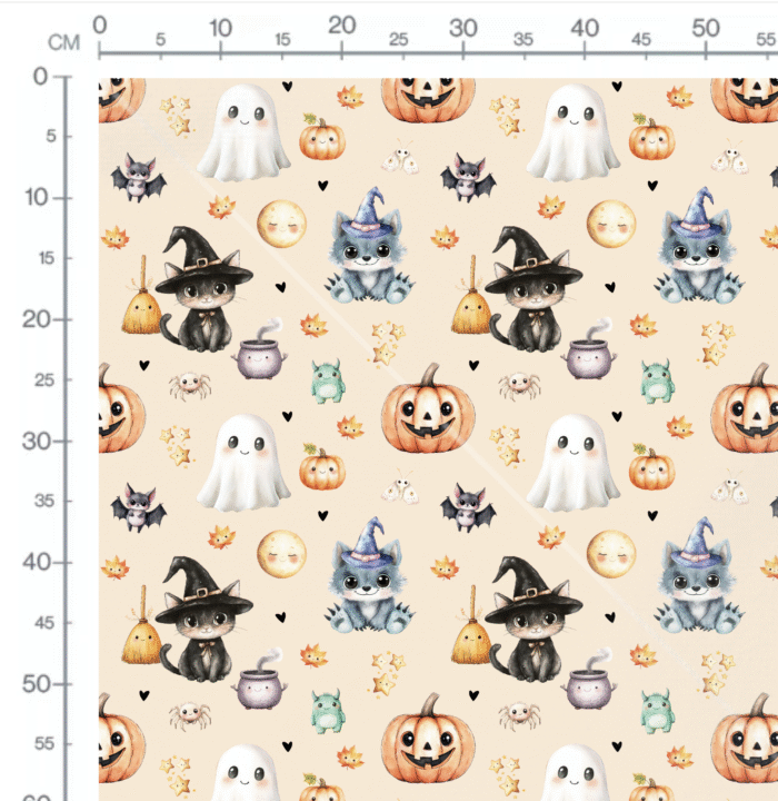 Tissu Imprimé Bébé Halloween Automne Orange, 10 tissus au choix – Image 2