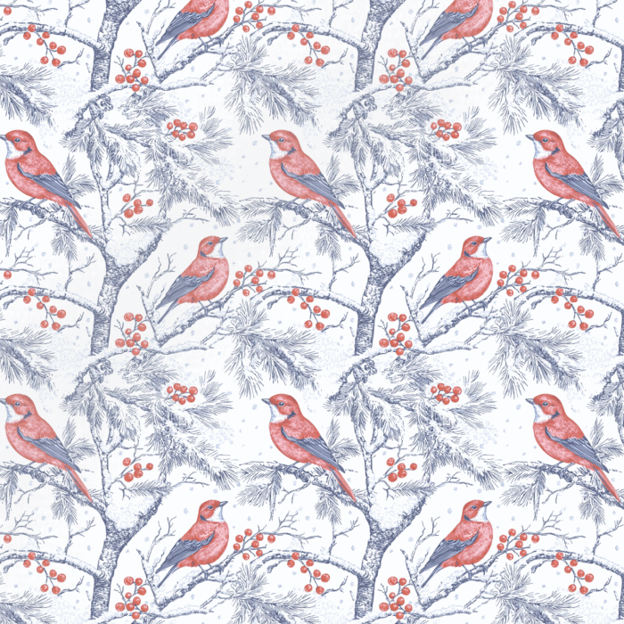 Tissu Noel Oiseau Toile de Jouy, 11 tissus au choix