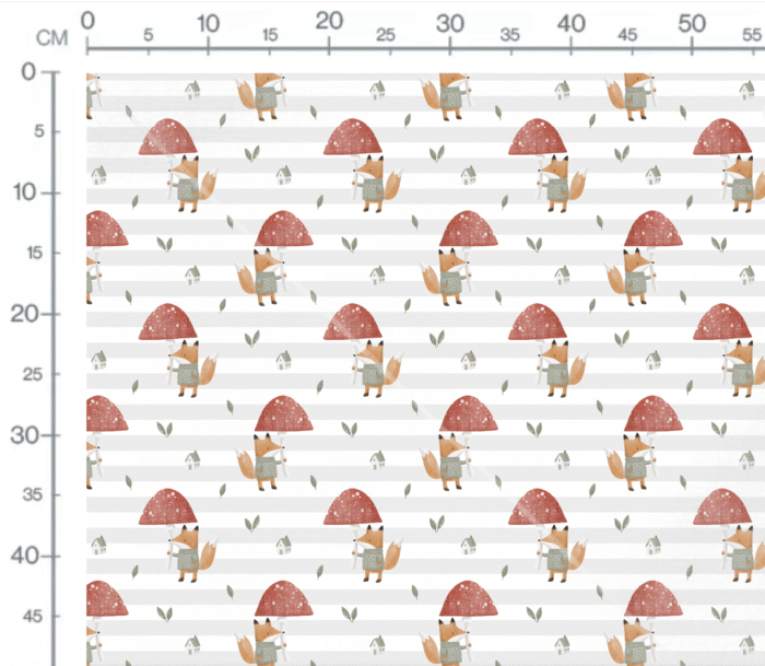 Tissu Imprimé Renard Champignons Rayures, 10 tissus au choix – Image 2