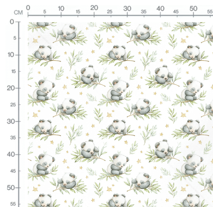 Tissu Imprimé Panda Feuilles Etoiles, 11 tissus au choix – Image 2