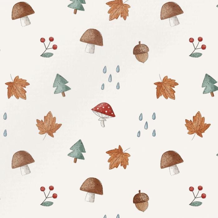 Tissu Imprimé Automne Pluie Crème, 11 tissus au choix