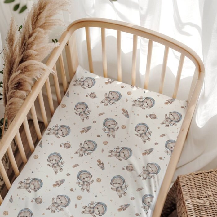 Tissu Imprimé Ourson Peluche Planetes Nuit, 10 tissus au choix – Image 3