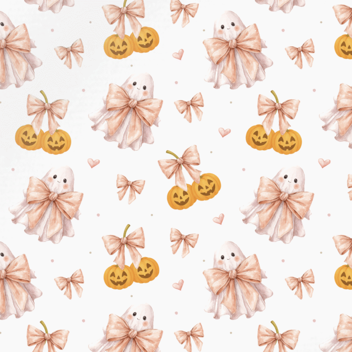 Tissu Imprimé Halloween Noeud Papillon Blanc, 10 tissus au choix