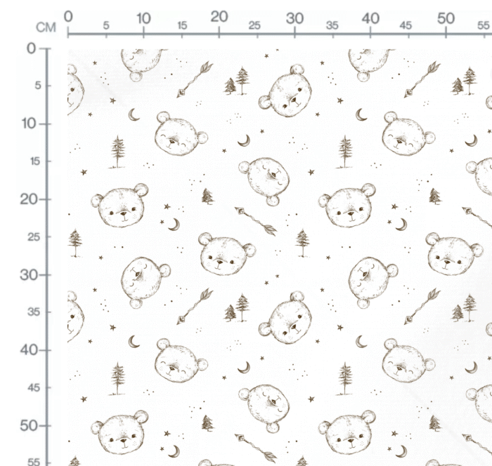 Tissu Imprimé Ourson Boho Lune Blanc, 10 tissus au choix – Image 2