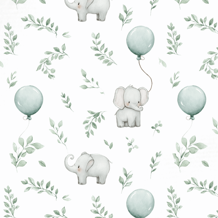 Tissu Imprimé Elephant Feuilles Aquarelle, 11 tissus au choix