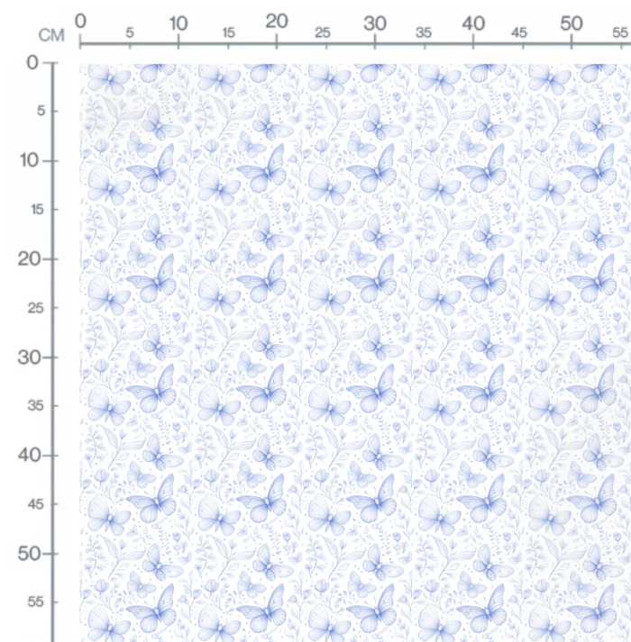 Tissu Inspiration Toile de Jouy Papillons Bleu, 11 tissus au choix – Image 2