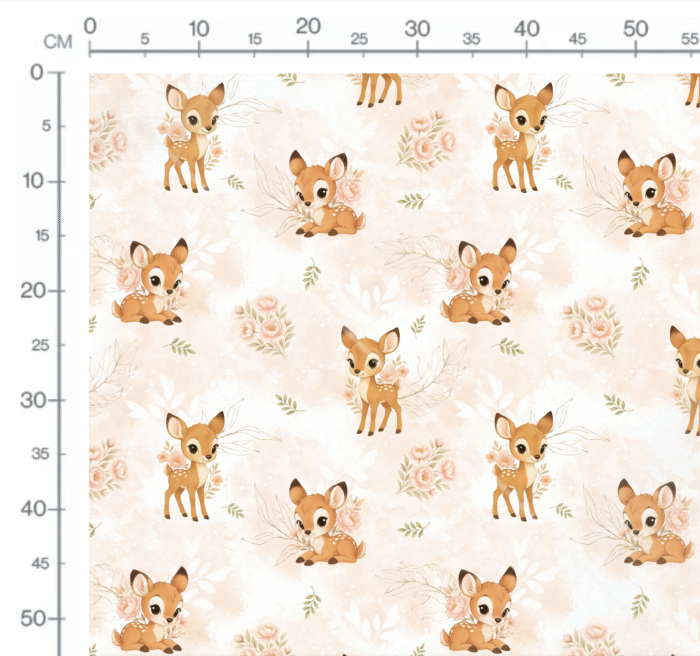 Tissu Imprimé Biche et Fleurs Roses, 11 tissus au choix – Image 2