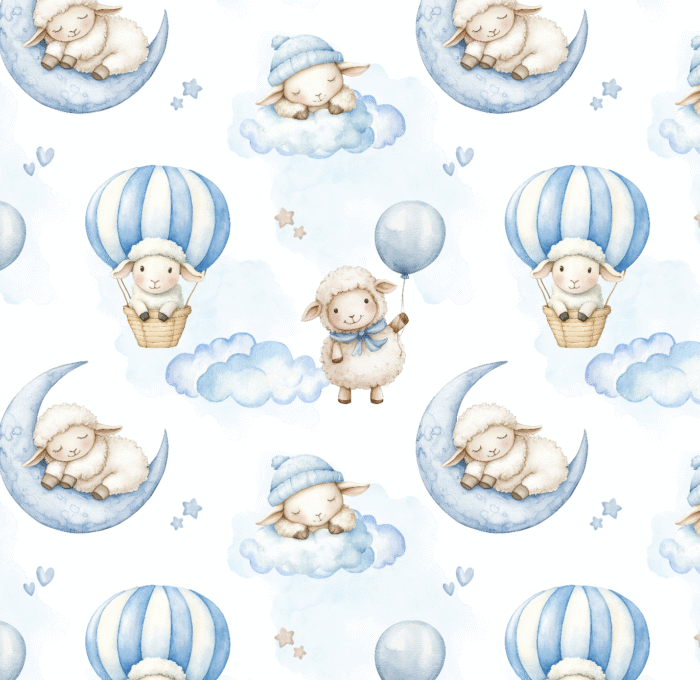 Tissu Exclusif Mouton Mignon Ciel, 11 tissus au choix