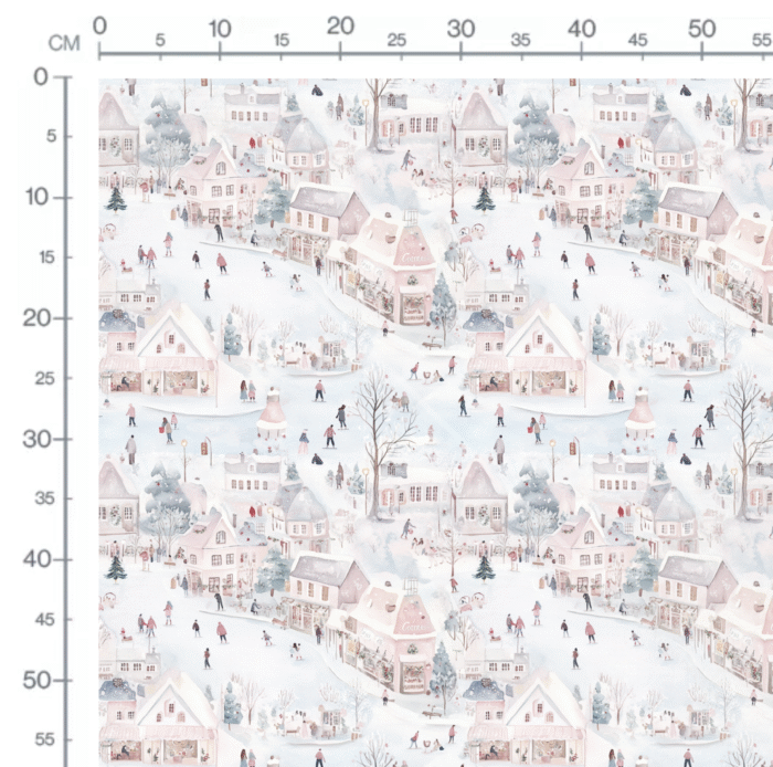 Tissu Imprimé Noel Joyeux Village Blanc, 10 tissus au choix – Image 2